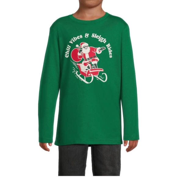 Holiday Time Boys Size Small (6-7) Long Sleeve Christmas Graphic Tee Shirt NWT - Picture 2 of 4